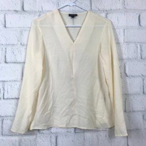 Topshop Size 6 Blouse Light Yellow V-Neck Blouse T